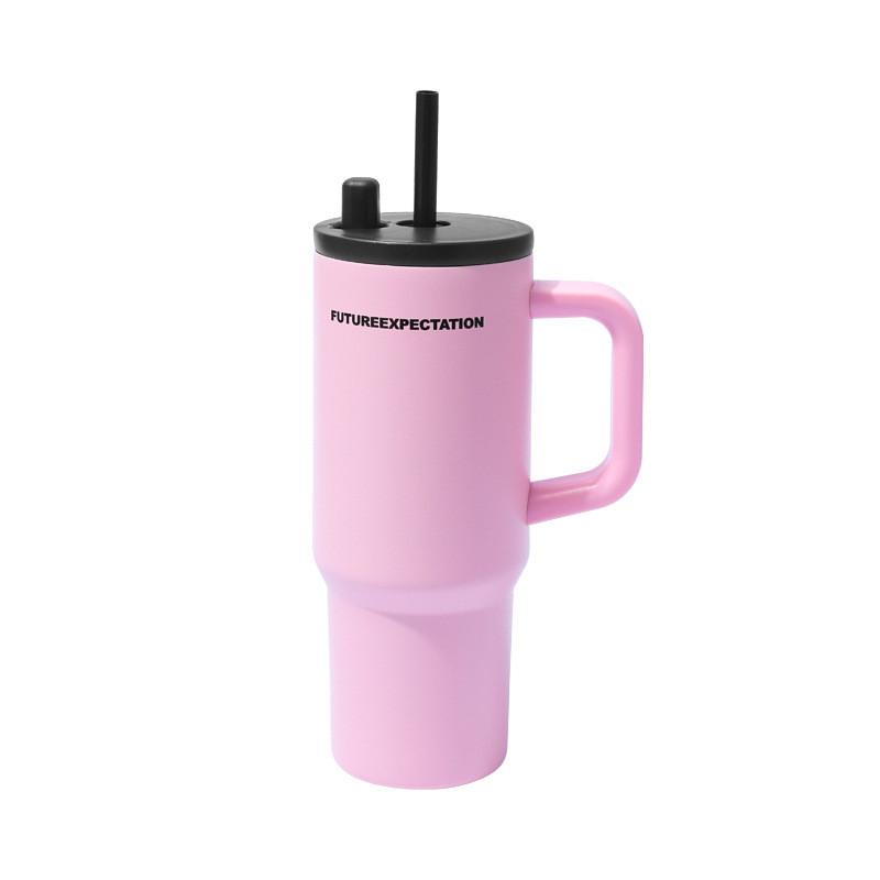 Star Night Handle Large Capacity Thermos Cup With Leakproof Lock For Commuters And Sports Initial Pink