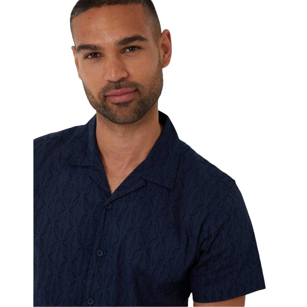 Threadbare Mens Geometric Pattern Short-Sleeved Shirt