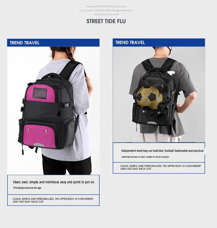 Water-Resistant Sports Backpack with Shoe Compartment - Large Capacity for Basketball, Football, and Outdoor Activities