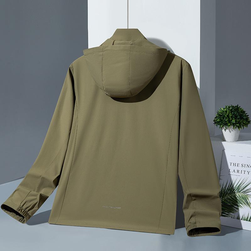 Solid Men's Windbreaker Spring and Autumn Windproof Waterproof Breathable Mountaineering and Fishing Clothing Outdoor Sports Hooded Jacket