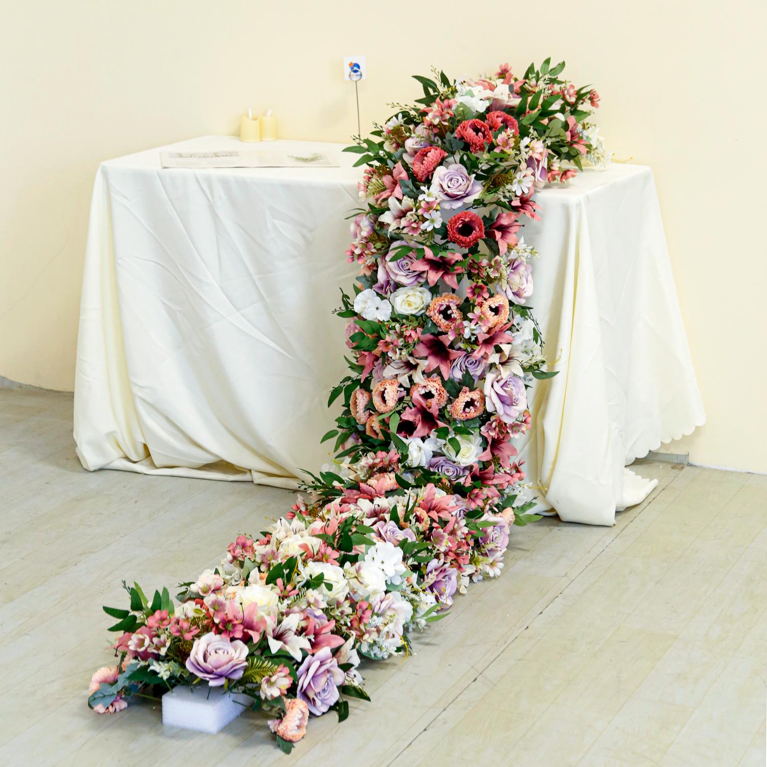 

UFlower 200 см Искусственные Цветы Розы и Гортензии Разных Цветов для Свадебного Заднего Фона, Центральной Части Стола, Декора Вечеринки, Декораций для Мероприятий 50x30cm