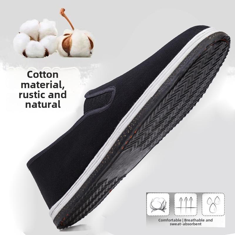 Men's Thickened Tire Sole Work Shoes - Old Beijing Cloth, One-Step Thousand-Layer Sole, Ideal for Construction and Driving Safety.