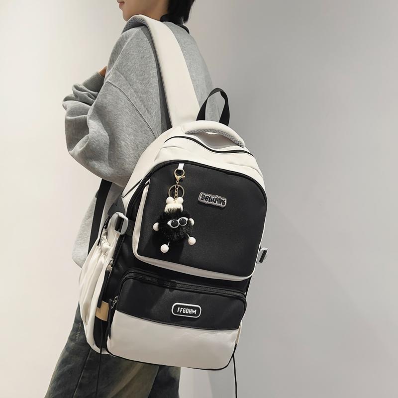 Men's Contrast Color Backpack Women's Large Capacity Backpack Student Schoolbag