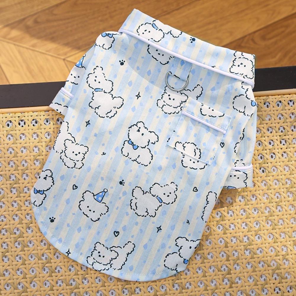 Cartoon Animal Pattern Puppy Cotton Shirt Breathable Dog Short Shirt Cute Pet Sleepwear  Summer