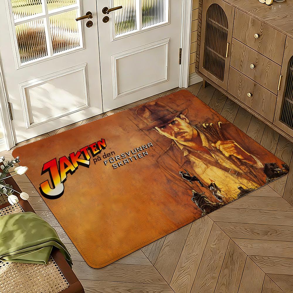 Indiana-Joness Adventure Movie Floor Mat Soft Thickened Absorbent Non-Slip Bedroom Living Room Door Mat Home Decor Flannel Rugs