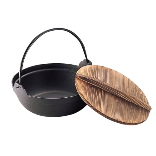 New Ikenaga Iron Works "Living with Iron" S Iron Pot with Wooden Lid, 18cm, IH Compatible, Gift Wrapping Available