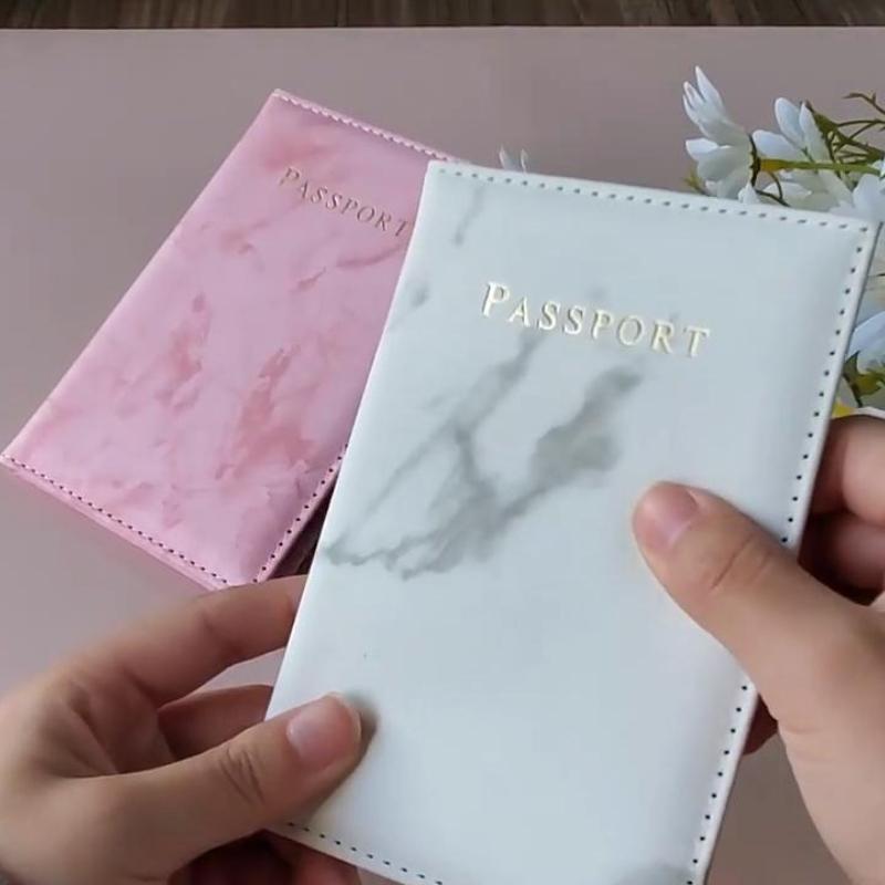 Couverture de passeport en marbre, en cuir PU, porte-passeport de voyage, étui de protection, organisateur de billets, documents, cartes d'identité de crédit d'affaires, portefeuille