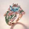 Huitan Delicate Flower Ring for Women Engagement Accessories with Brilliant Cubic Zirconia Exquisite Wedding Jewelry Gift