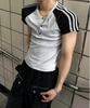 Siaosiko Color Block Track Muscle Fit Henley Neck Short Sleeve Tee