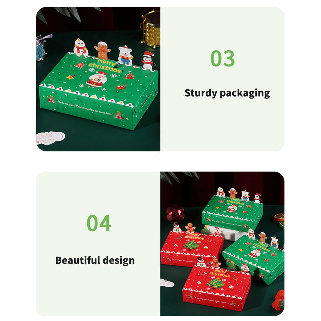 24Pcs 3D Christmas Cookie Storage Case Handmade Gift Boxes for Holiday Treats Decorative Biscuits Packaging Box