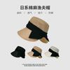 Japanese Cotton And Linen Bow Fisherman'S Hat Children'S Summer Big Eaves Sunscreen Basin Hat Breathable And Light Rear Split Sun Hat