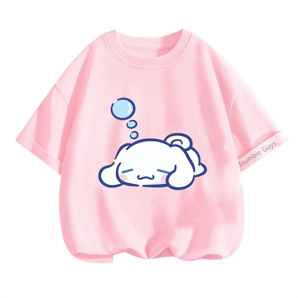 Cinnamoroll Sanrio Summer Top 3-14 Years Old Children's Cartoon Casual Anime T-Shirt