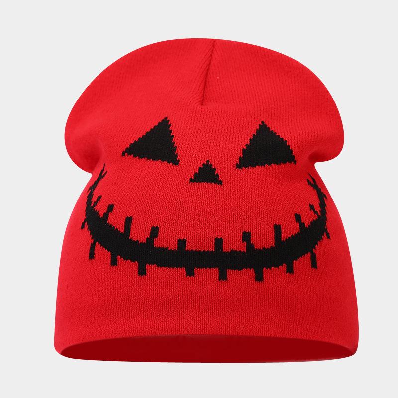 Autumn and Winter New Halloween Pumpkin Skull Jacquard Knitted Hat Festive Personality Funny Warm Wool Hat