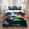 3pcs Green Sports Car Cover Set, 1 Cover + 2 Pillowcases (No Insert), Bedding for All Seasons, Bedding,Bedroom Decor Yy250922071