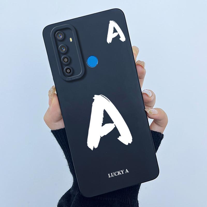 

For Realme 5 5Pro Case Cover Lucky Initial Letter Shockproof Silicone Soft Matte Phone Bumper for Realme5 5 Pro 5s 5i 6i Casing realme 6i