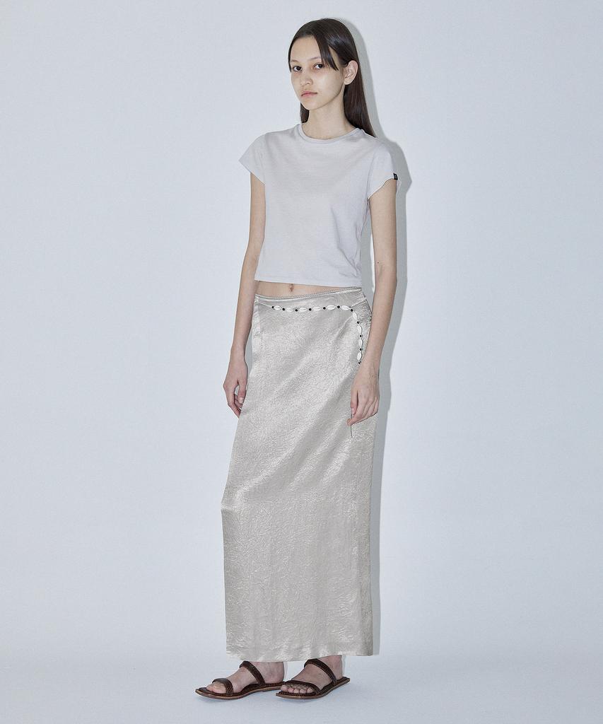 EN OR Metallic Silver Maxi Skirt - Gray