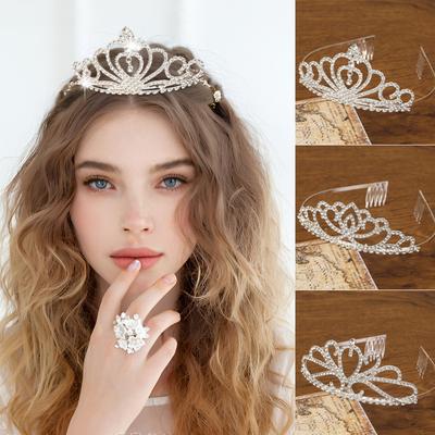 Copricapo Corona di Strass Accessori da Sposa Temperamento Principessa Lega Accessori per Capelli Cena Compleanno Corona