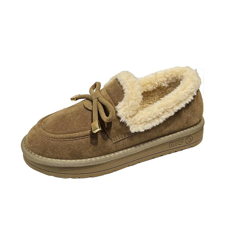 

Осенне-зимняя теплая верхняя одежда из бархата, хлопковая обувь, пушистая обувь для женщин, на толстой подошве, в стиле ретро, удобная обувь Doudou для женщин 35