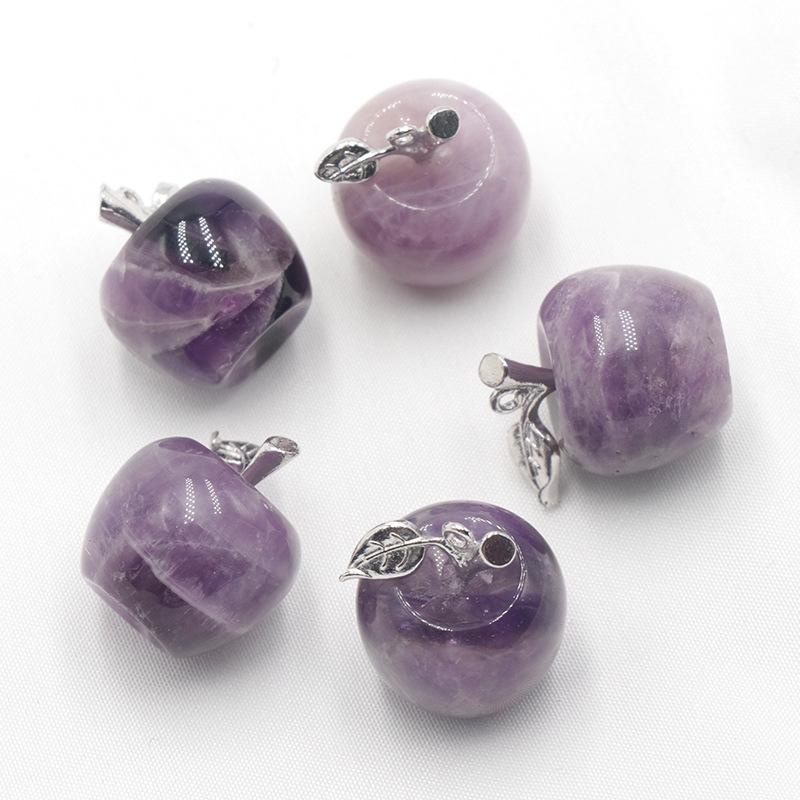 Naturkristall Achat Halbedelstein Amethyst Apfelanhänger Weihnachtsgeschenk