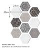 50Pcs Grey and White Marble Wood Bohemian Peel and Stick Self-Adhesive Hexagon Tile Stickers for Home Cabinet Kitchen Living Room Wall