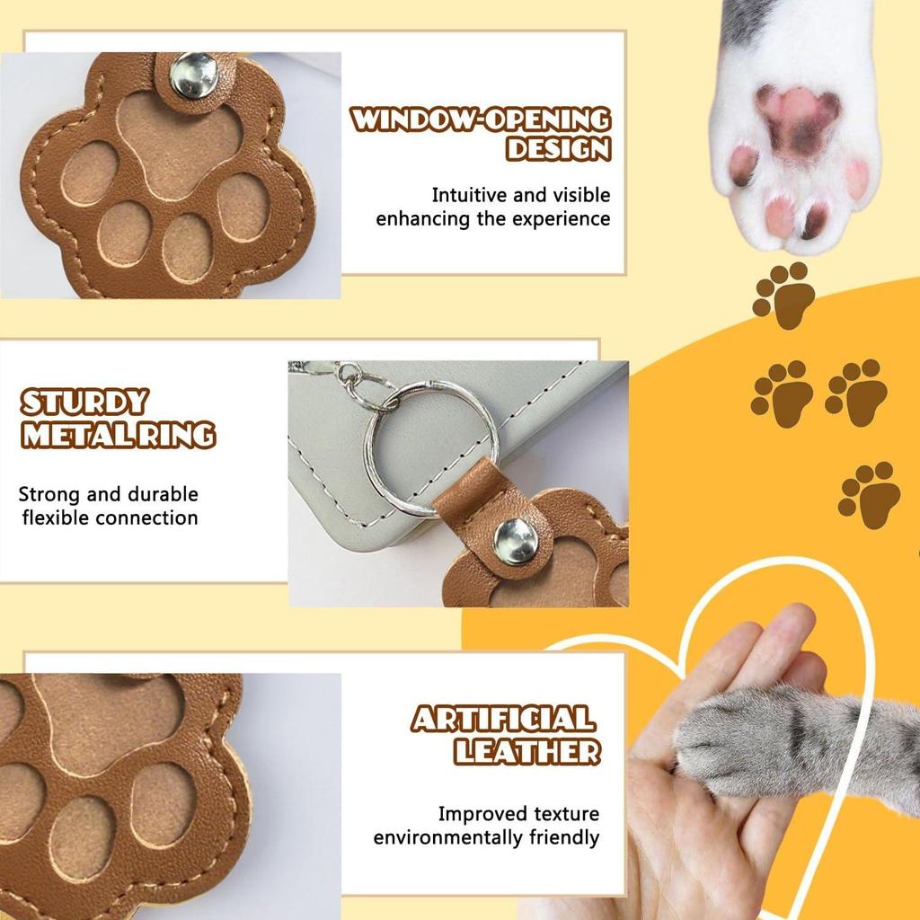 3 Pcs Cat/Dog Fur Storage Keychain, Cute Leather Paw Keychain Pet Hair Keepsake Keyring, Unique Memorial Collection Key Chain, Pet Memorial Gifts