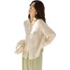 dme [Guangfengyue Shu] Spring Chinese-Style New Modern Lyocell Shirt with Embroidered Floral Motifs And Frog Buttons, Women's Blouse Top