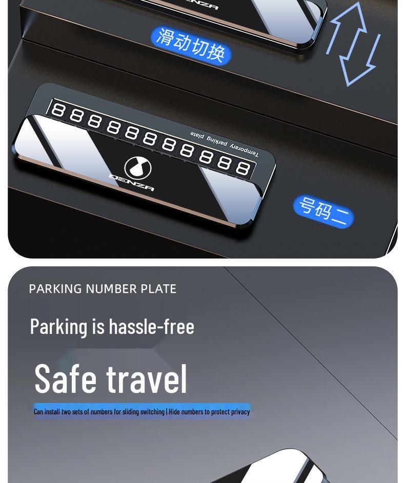 Denza D9 Temporary Parking Number Plate for Cars - Interior Phone Display