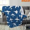 Dunkelblauer Hintergrund Gemischte Flugzeuge Weiße Silhouette Vollflächiger Druck Flauschige Decke, Warm Weich Sofa Luftfahrt Jungen Zuhause Geschenk