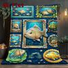 Underwater Fish Art 2D Flat Pattern Flannel Blanket, High Quality All Seasons, Home Decor, Warmth and Comfort, Perfect for Christmas Gifts.