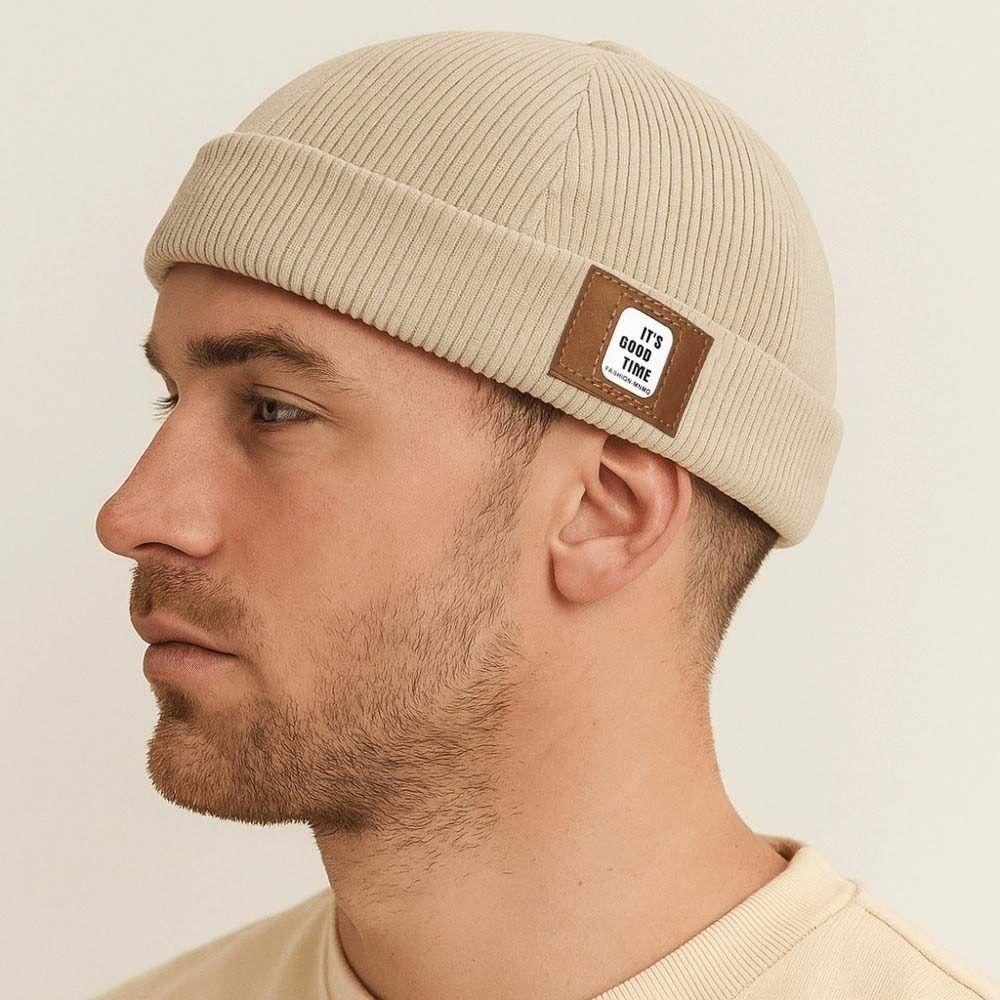 Round Vintage Docker Cap Solid Color Hip Hop Hat Multipurpose Corduroy Brimless Hat  Streetwear