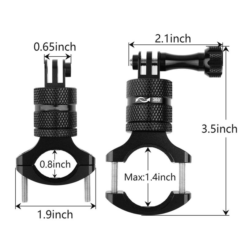 360 Degrees Rotary Aluminum Bike Bicycle Handlebar Mount for Gopro Hero 13 12 11 10 9 4Session 1/4 Screw Action Camera Mounting