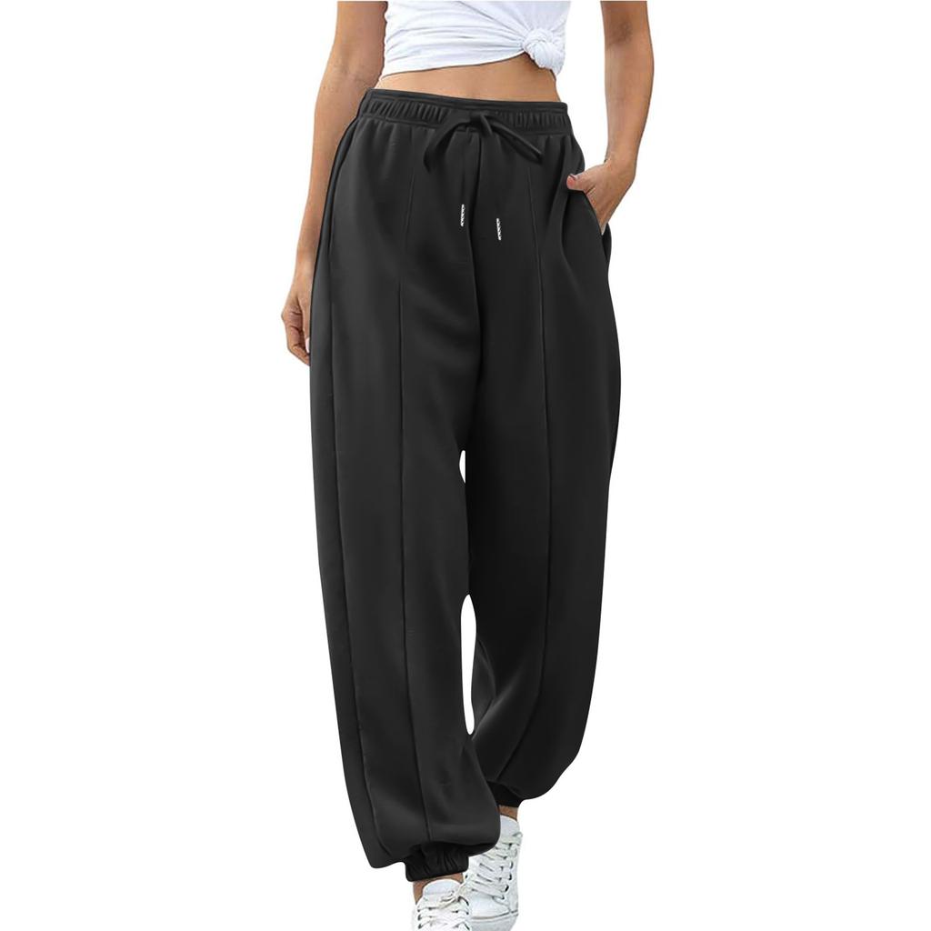 Women's Drawstring Trousers Solid Color Casual Sweatpants