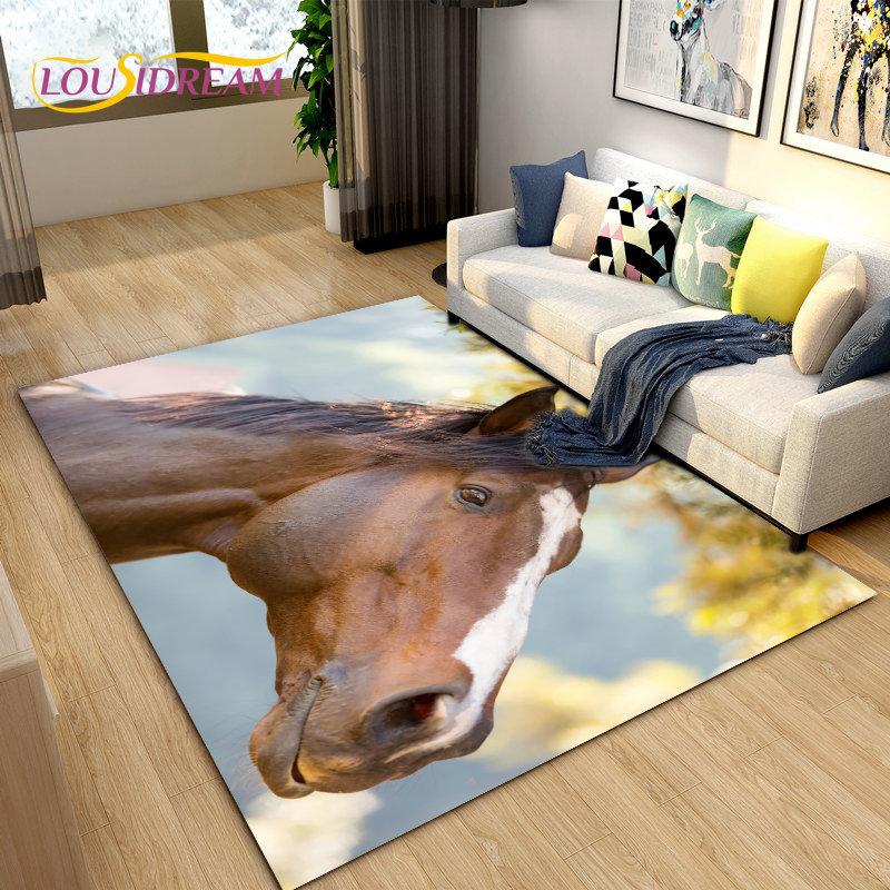 3D Animal Pentium Horse Area Rug,Carpet Rug for Living Room Children's Room Decoration,Kids Play Crawling Non-slip Floor Mat