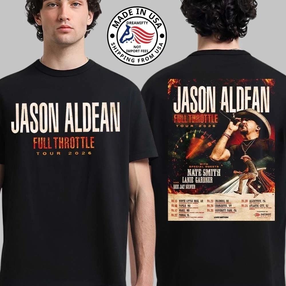 Jason Aldean Full Throttle Tour 2026 North America T shirt Unisex T-Shirt XXXL
