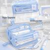 RosyPosy Transparent Prism Pencil Case: Spacious, Triple-Zipper Design for Students