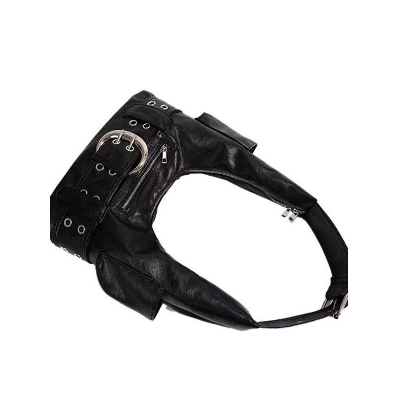 Spicy Girl Style Underarm Bag Retro Spicy Girl Underarm Bag 2025 New Large Capacity Commuter Single Shoulder Black Motorcycle Bag for Women