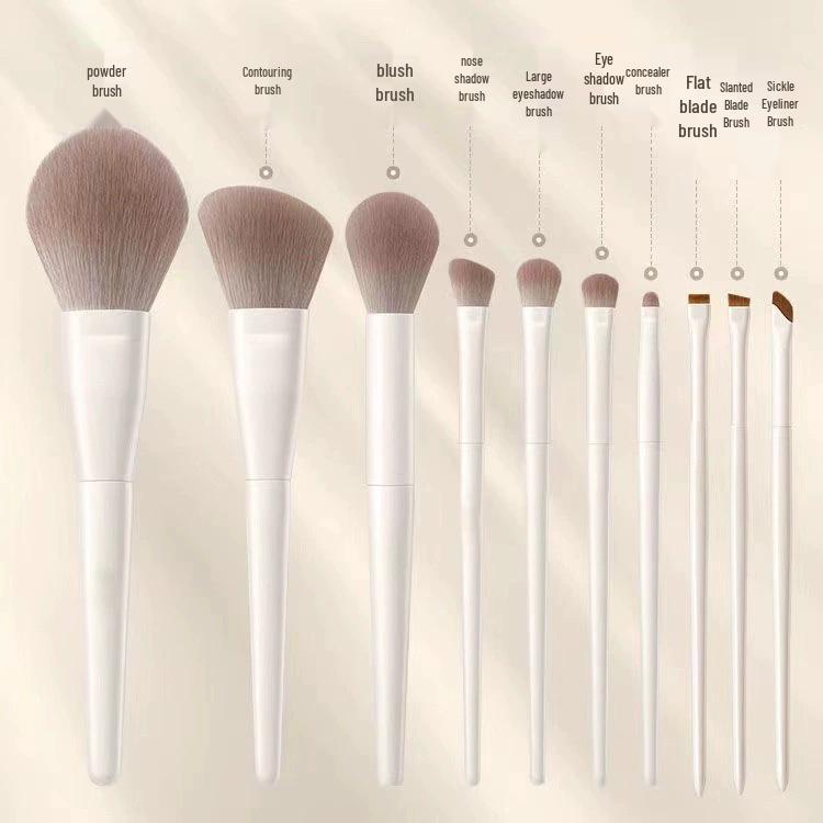 Cheng Shian's Yun Porcelain Makeup Brush Set: Eyeshadow, Blade, Scythe, Eyeliner, and Powder Brushes.