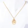 Turquoise Zodiac Rune Necklace with Stainless Steel and Gold Clavicle Chain