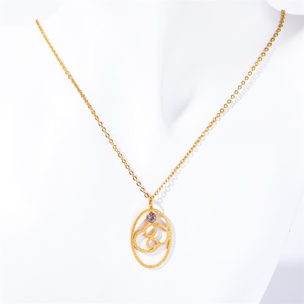 Turquoise Zodiac Rune Necklace with Stainless Steel and Gold Clavicle Chain