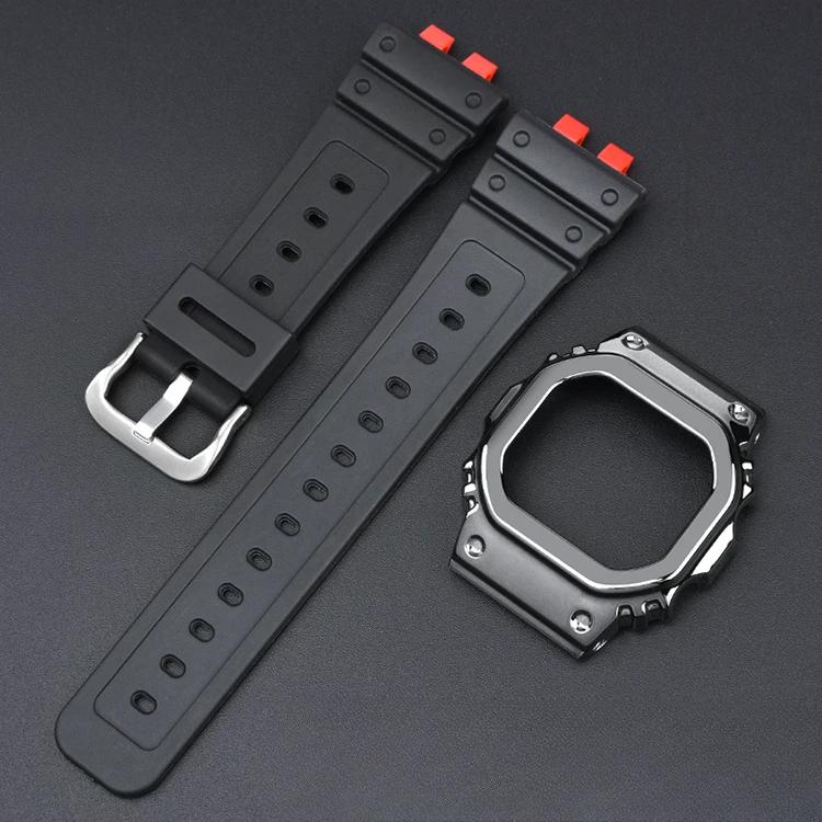 Replacement Transparent Resin Strap+PC Bezel for Small Cube Gold Bricks For  Casio G-Shock GMW-B5000 Watch Band