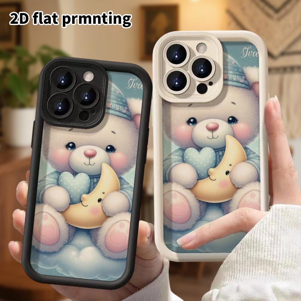 Phone Case: 2D Flat Design Suitable for iPhone 18 17 16 15 14 13 Pro Step Protection Case, Sleepy Little White Bear, Christmas and Halloween Gift