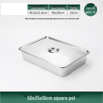 Huihuang 304 Stainless Steel Deep Rectangular Serving Tray with Lid