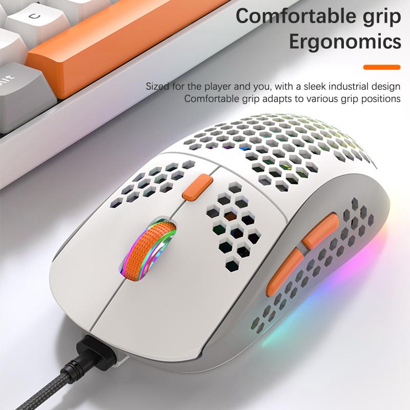 Souris Filaire Lumière Rgb Nid d'Abeille Souris Gaming Usb Bureau PC Ordinateurs Aouse
