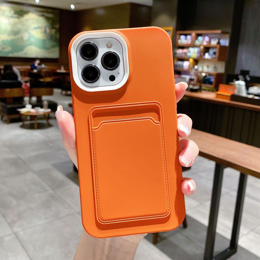 Three-in-One Card Holder Matte Silicone Case Compatible with iPhone 17 Pro Max Apple 16 Phone Case 13/14 Simple