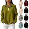 Women's Knit Long Sleeve Pullover Sweatshirt with Zipper and Lapel Collar