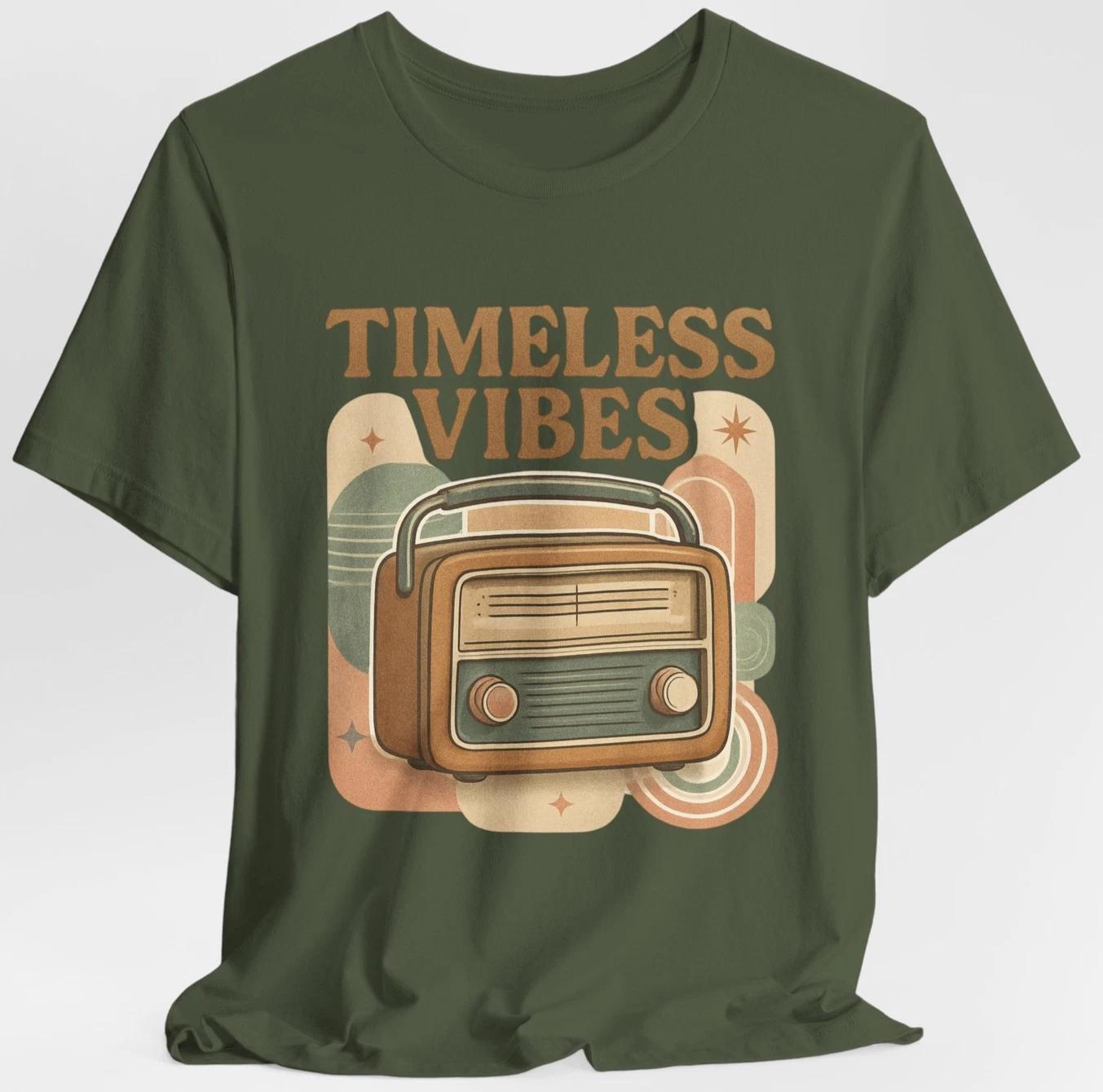 Timeless Vibes T-Shirt Retro Radio Vintage 70s Aesthetic Music Lover Tee 4XL