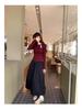 Women's Slim Fit Long Sleeve T-shirt - Pure Desire Collection: Hollow Round Neck, Drop Shoulder, Inner Layer for Autumn/Winter