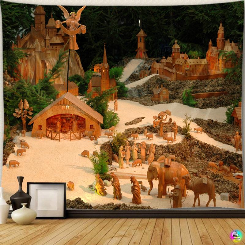 Tapeçaria de natal presépio pendurado na parede jesus anjo páscoa decoração da parede cristo tapeçarias nascimento manjedoura para decoração de casa