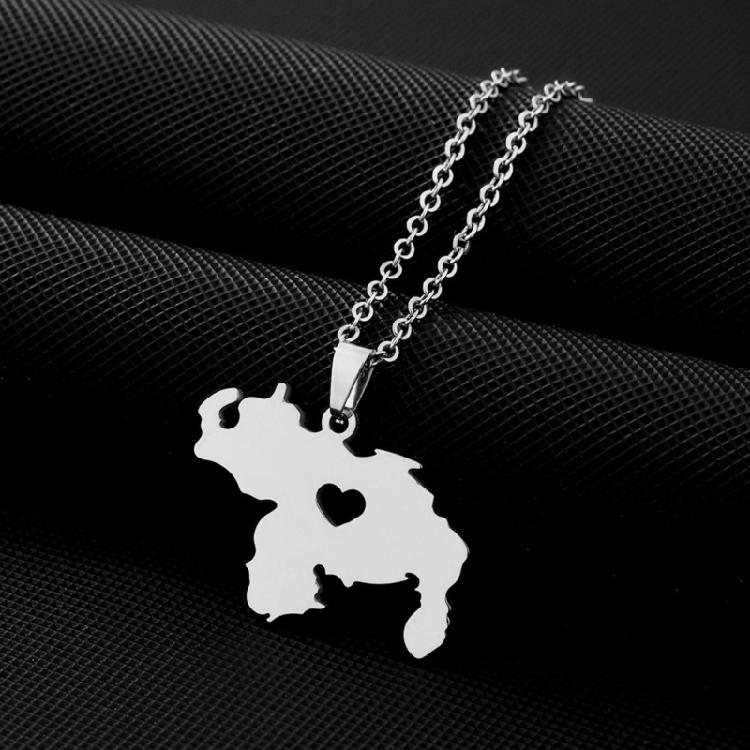 Map Flag Pendant Necklace Clavicle Chain Jewelry Venezuela Symbol Necklace