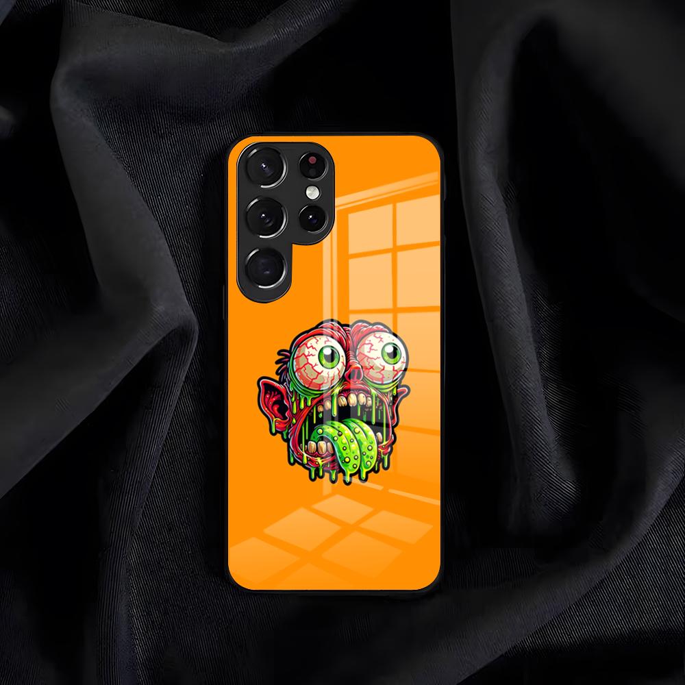 Neon Eyed Brain Alien Monster Phone Case For Samsung S26 S25 Edge S24 S23 S22 S21 S20 Ultra Plus FE Glass Cover